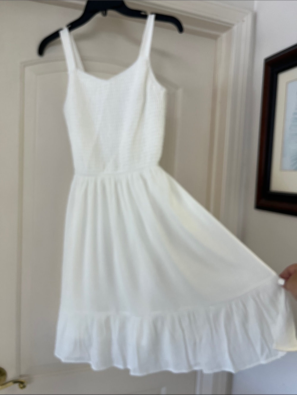 Smocked Bodice White Tiered Midi Dress